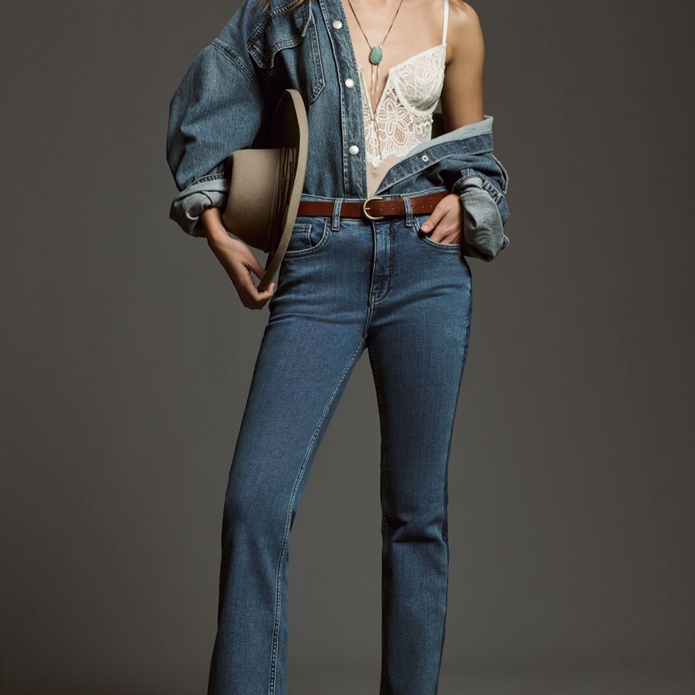 Yaya Mid-Rise Crop Flare Jeans by Pilcro for Anthropologie